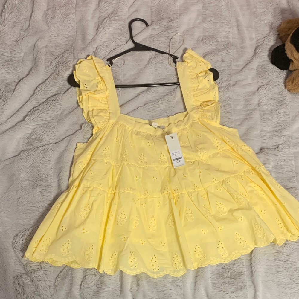 Francesca’s Yellow Ruffled Top